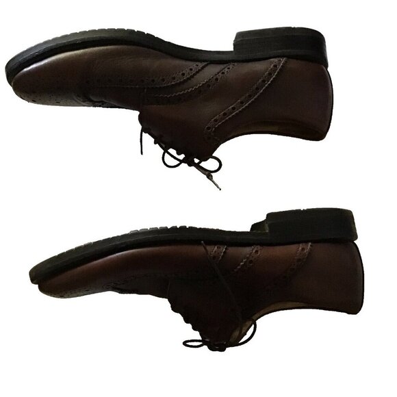 Mens Brown Leather Brogue Oxford Shoes With Lace-Up Design & Rubber Soles - Picture 3 of 12